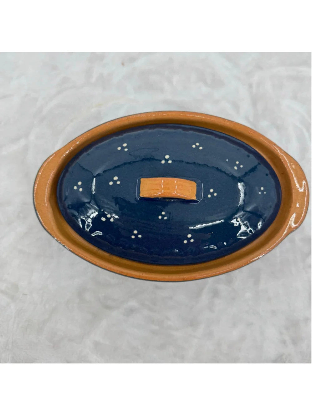 Cobalt Blue Terracotta Casserole Baking Dish Poterie Friedmann Made in France